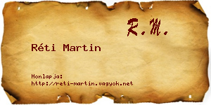 Réti Martin névjegykártya